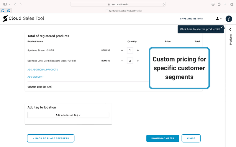 Sales Tool Dashboard screenshot